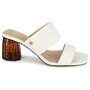 Nanette Lepore Women's 9.5M Ellie Resin Block Heel Slip On Sandal White